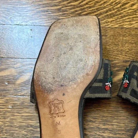 RARE Vintage Fendi Beaded Kitten Heel Sandals - Picture 4 of 4